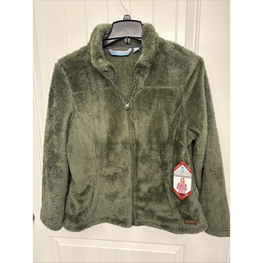 Free Country Woman's Alpine Butter Fleece Jacket Olive Green XL NWT - Picture 1 of 9